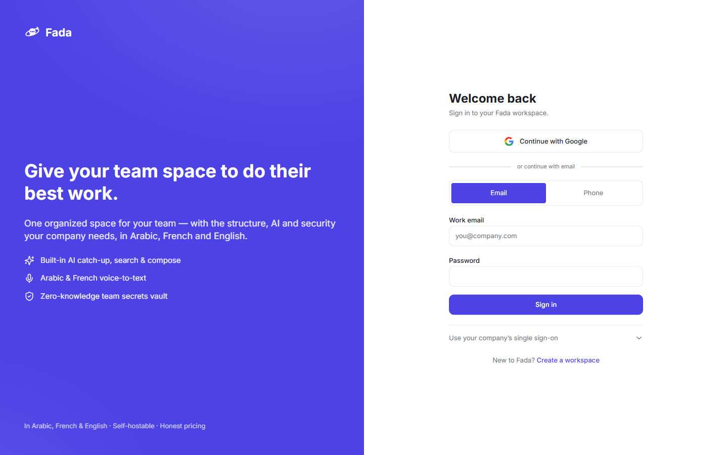 Signing back in later from the login page.